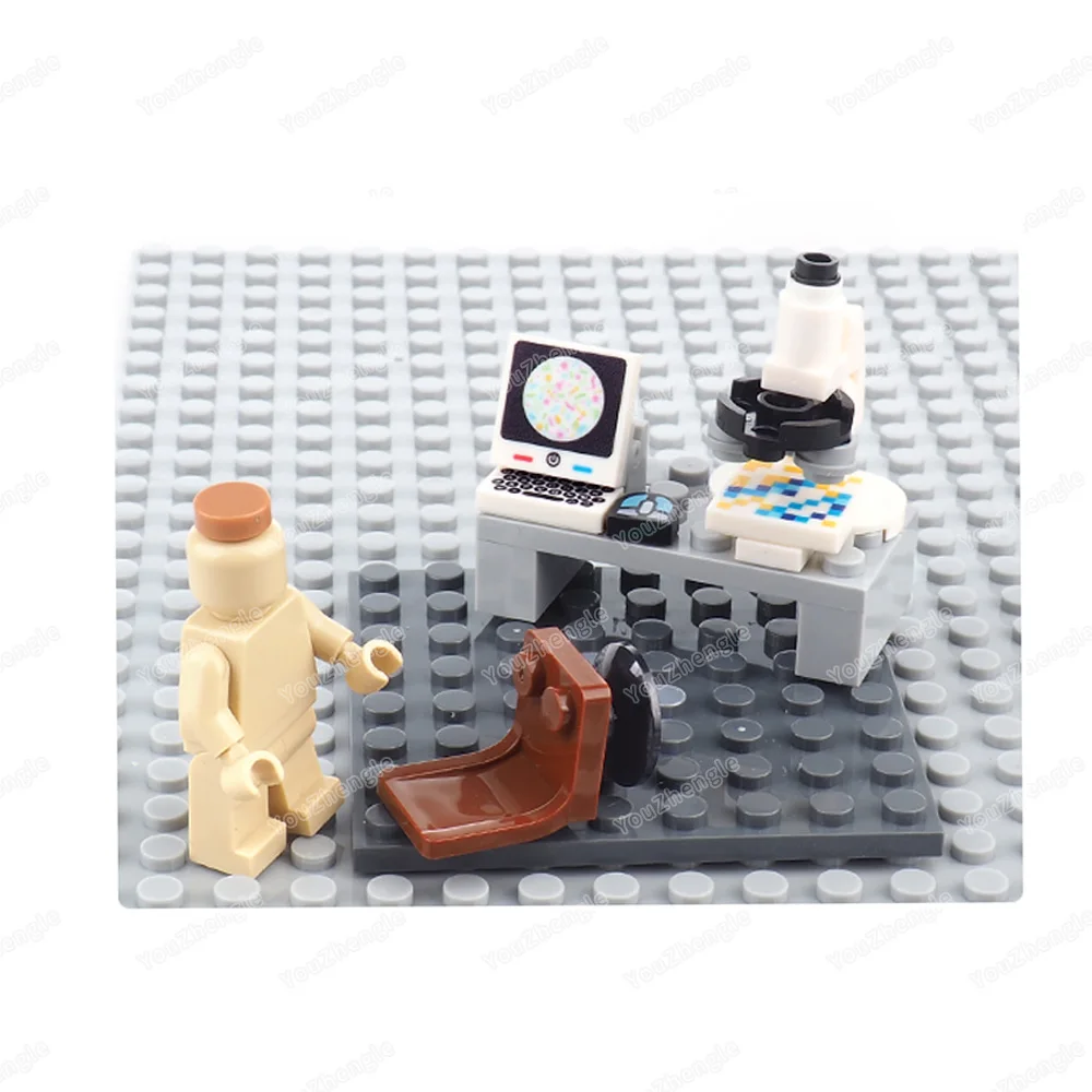 Equipamento experimental de microcomputador, bloco de construção, modelo moc, figuras, material de célula minúscula, equipamento de ampliação, brinquedos de presente de cena
