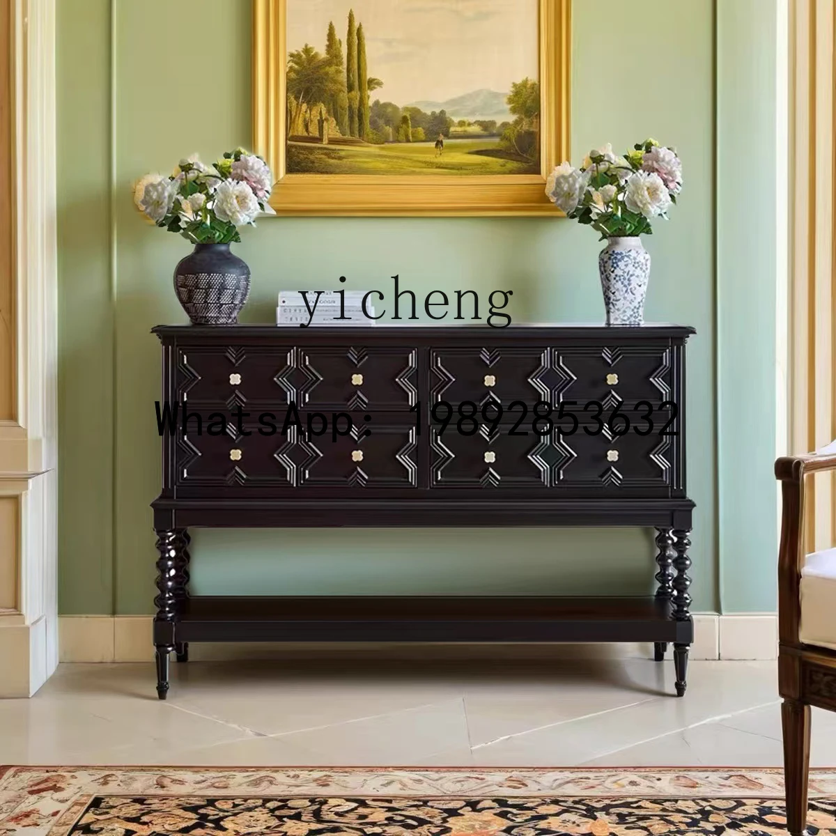 

X6 Retro Living Room Chest of Drawers Black Decorative Entryway Hallway Storage Table Partition Cabinet Screen Against the Wall