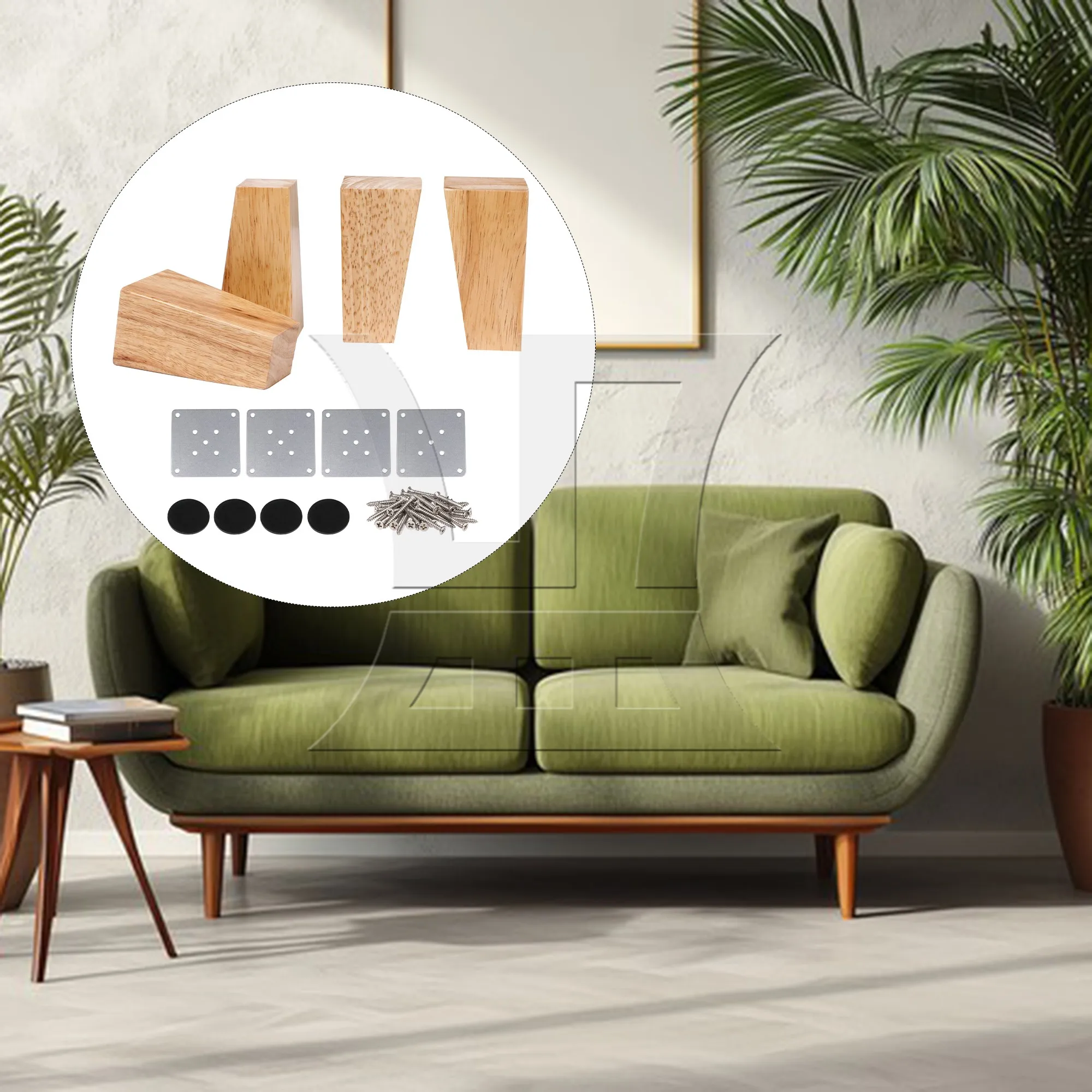 BQLZR 16pcs Oak Right angle Trapezoidal Furniture Raising Legs 4x6x12cm Natural Wood Color Easily Raise Furniture Height and Opt