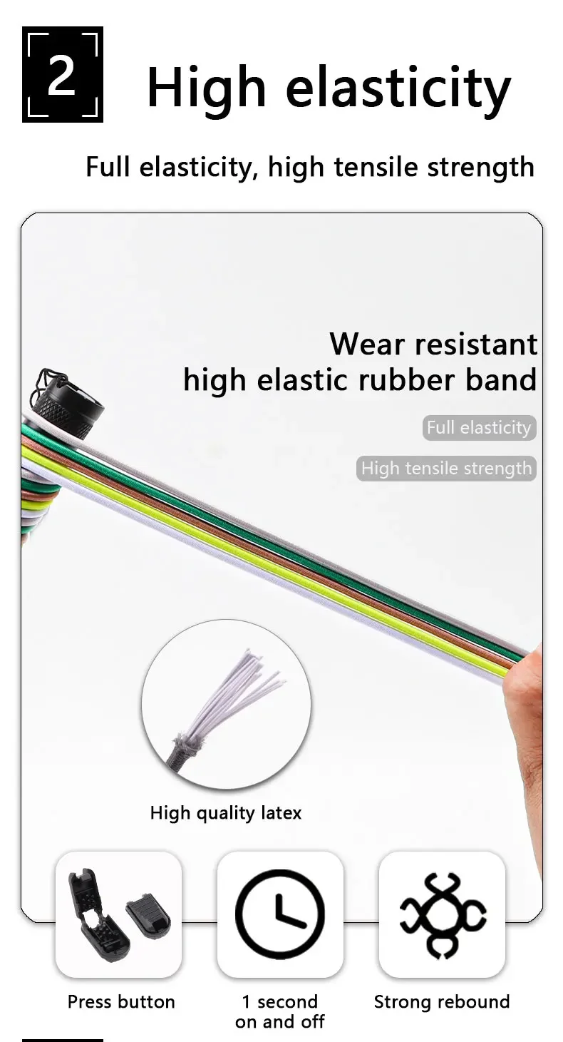 Keine Krawatte Schnürsenkel geeignet für alle Schuhe Round Spring Lock elastische Schnürsenkel schnell tragen in 1 Sekunde Wanders port faulen Schnürsenkel – Detail 4