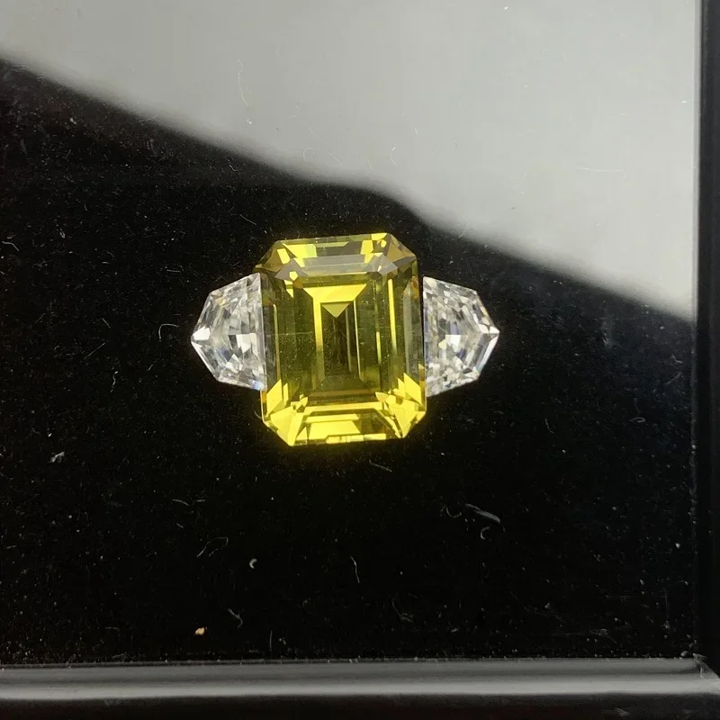 

Ruif Cushion 8x10mm Lab Grown Yellow Sapphire with D color Moissanite Gemstone Set for Ring Design