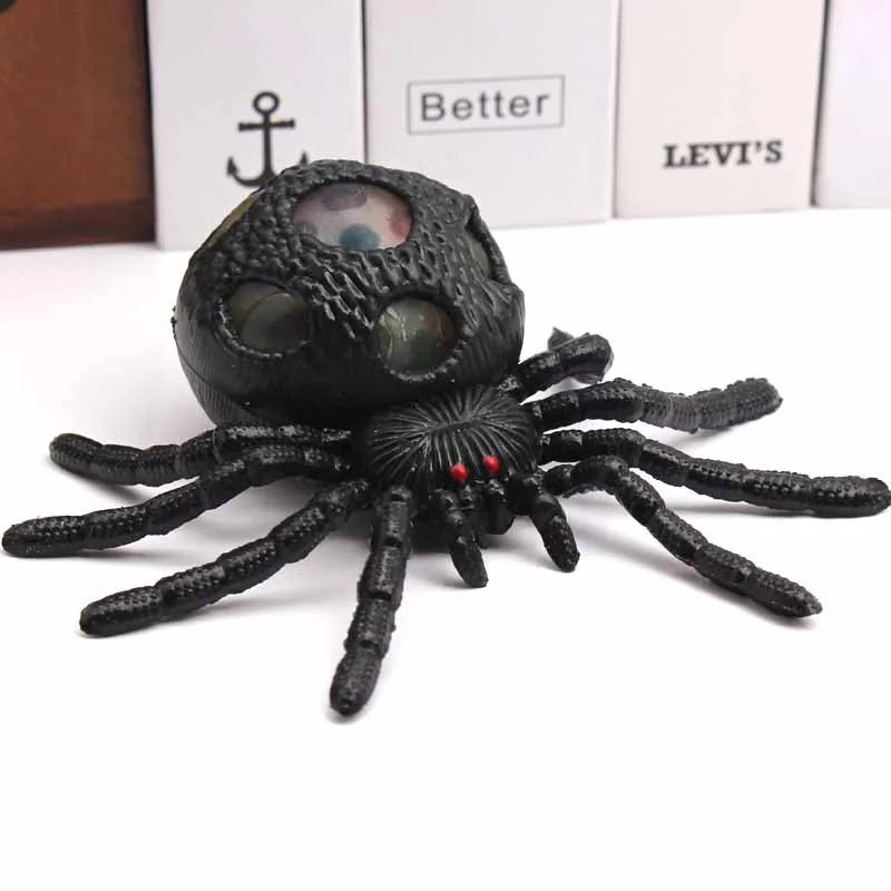 Halloween creative tricky toy simulation big spider grape ball Hand squeeze the blasting ball horror decompress the water ball