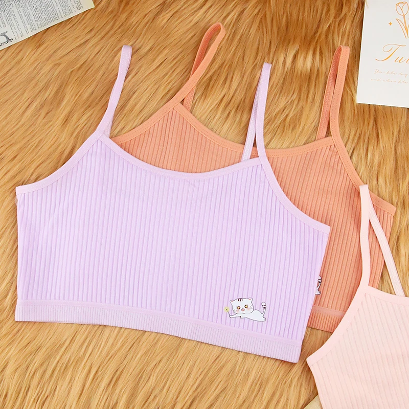 Developmental underwear, girls' tank tops, girls' anti bulge cotton bras, primary and middle school students, camisoles, straple