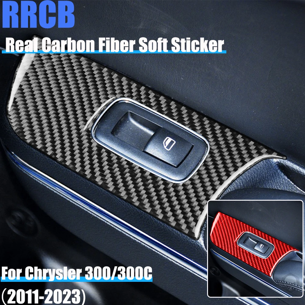 

Автомобильные аксессуары из настоящего углеродного волокна, дверной подлокотник, декоративная отделка, внутренняя крышка, мягкая наклейка для Chrysler 300 300C 2011-2023