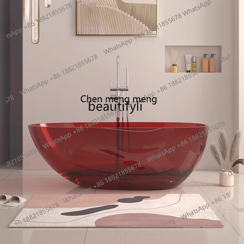 

X Q Qimeishi transparent bathtub Color crystal artificial stone Oval independent integrated resin bathtub