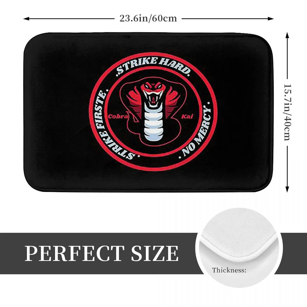 Cobra Kai Karate Dojo,Strike First Strike Hard No Mercy Non-slip Doormat Floor Mat Carpet Rug for Kitchen Entrance Footpad Mats