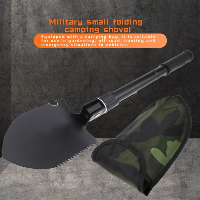 مجرفة تخييم عسكرية صغيرة قابلة للطي، فأس صغير الحجم مع حقيبة حمل للبستنة والطرق الوعرة والصيد وحالات السيارات في حالات الطوارئ