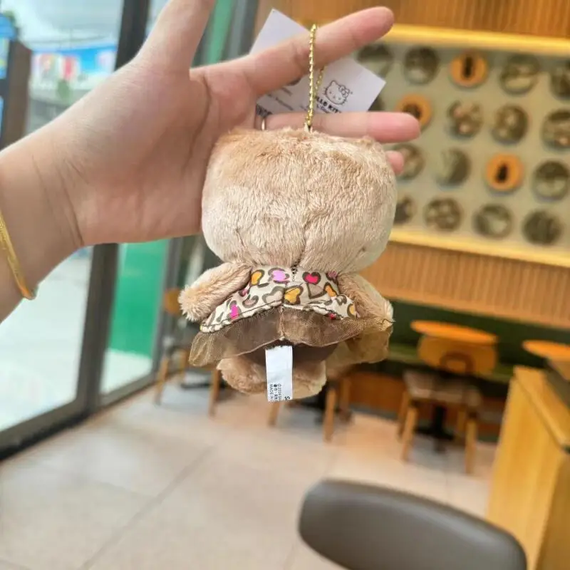 Jupe imprimée léopard noir, 10Cm, dessin animé mignon Kawaii, poupée en peluche Hello Kitty, porte-clés, pendentif de sac, jouet cadeau