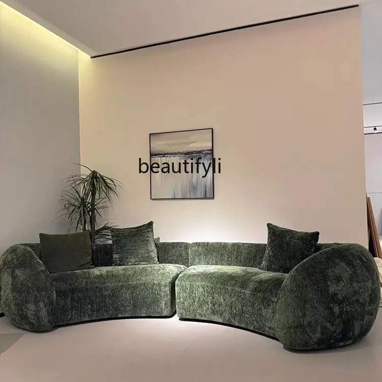 

Italian minimalist, modern minimalist sofa, curved fabric sofa reception in the homestay hall