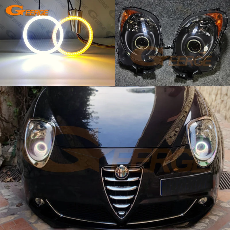 Dla Alfa Romeo Mito 955 Ultra Bright A/W Switchback Day Light Turn Signal Smd Led Angel Eyes Kit Halo Rings Akcesoria samochodowe