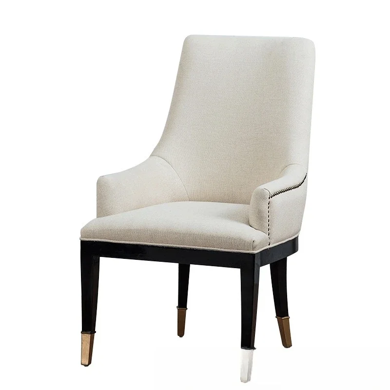 

American solid wood fabric dining chair, simple western restaurant cafe hotel, clubhouse negotiation single chair