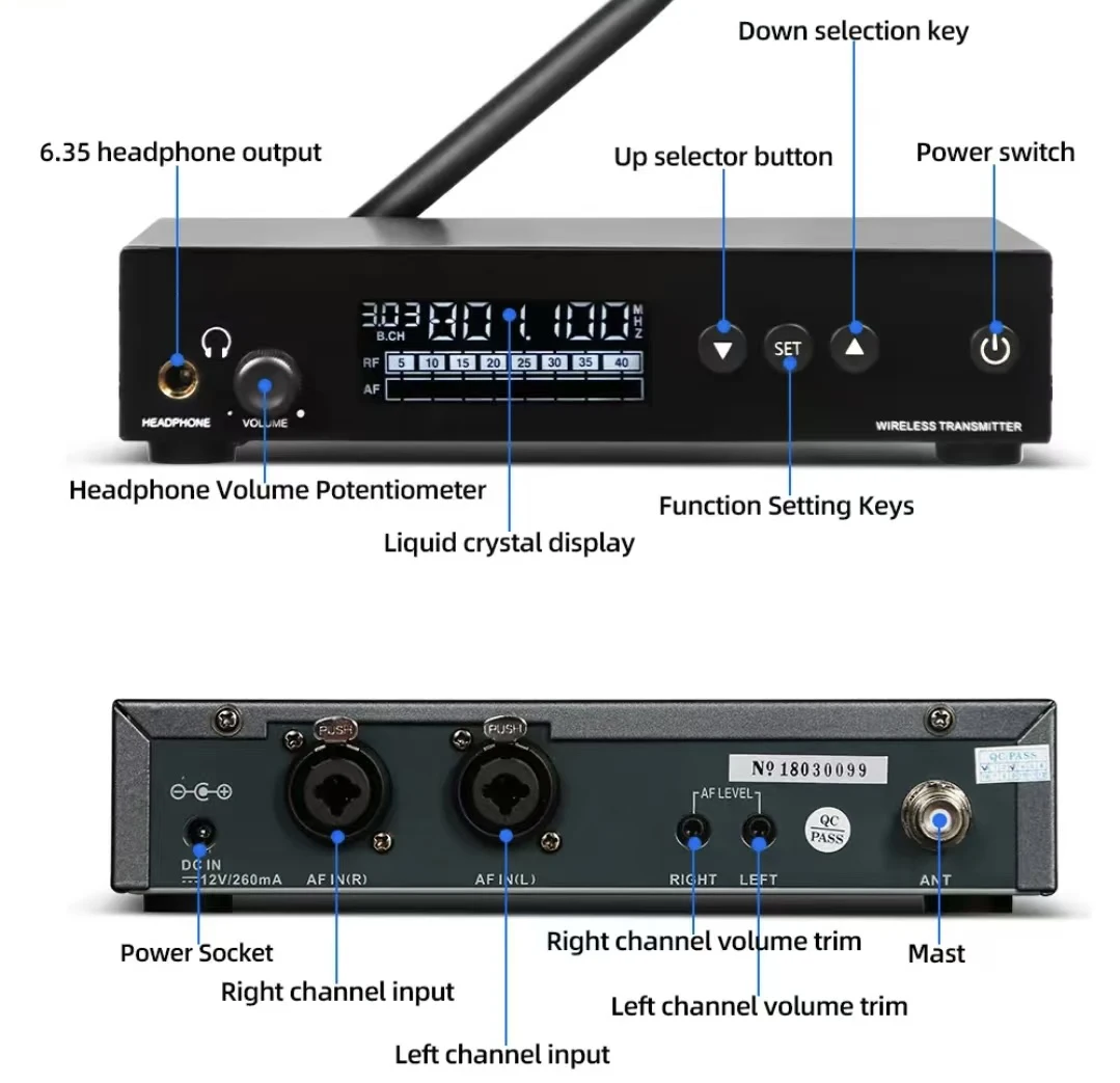 Système d'ing extérieur intra-auriculaire sans fil professionnel à canal unique RS-710 Trais pour pièce statique