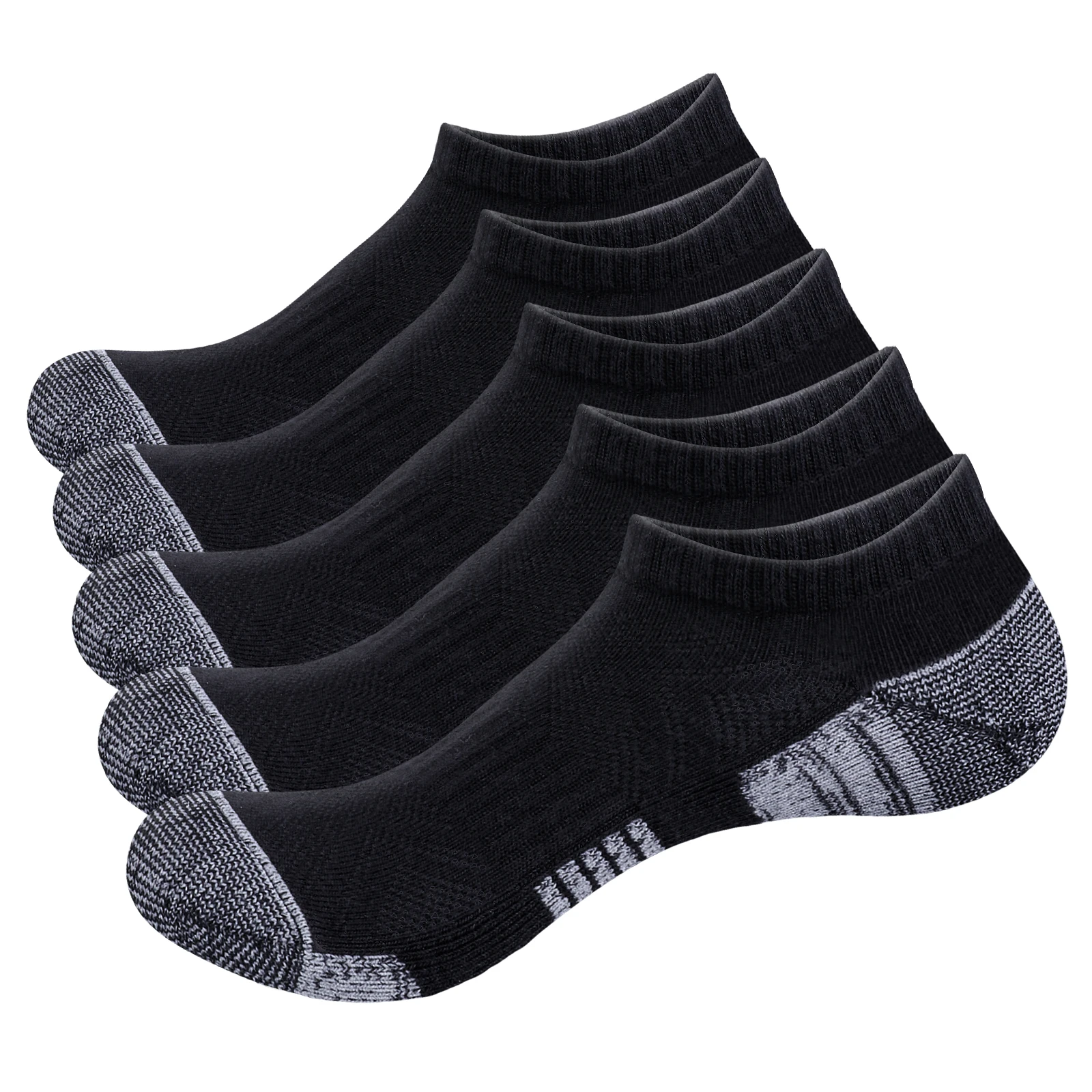 

YUEDGE Mens Ankle Socks 5 Pairs Low Cut Cotton Cushioned Wicking Breathable Athletic Running Sport Socks