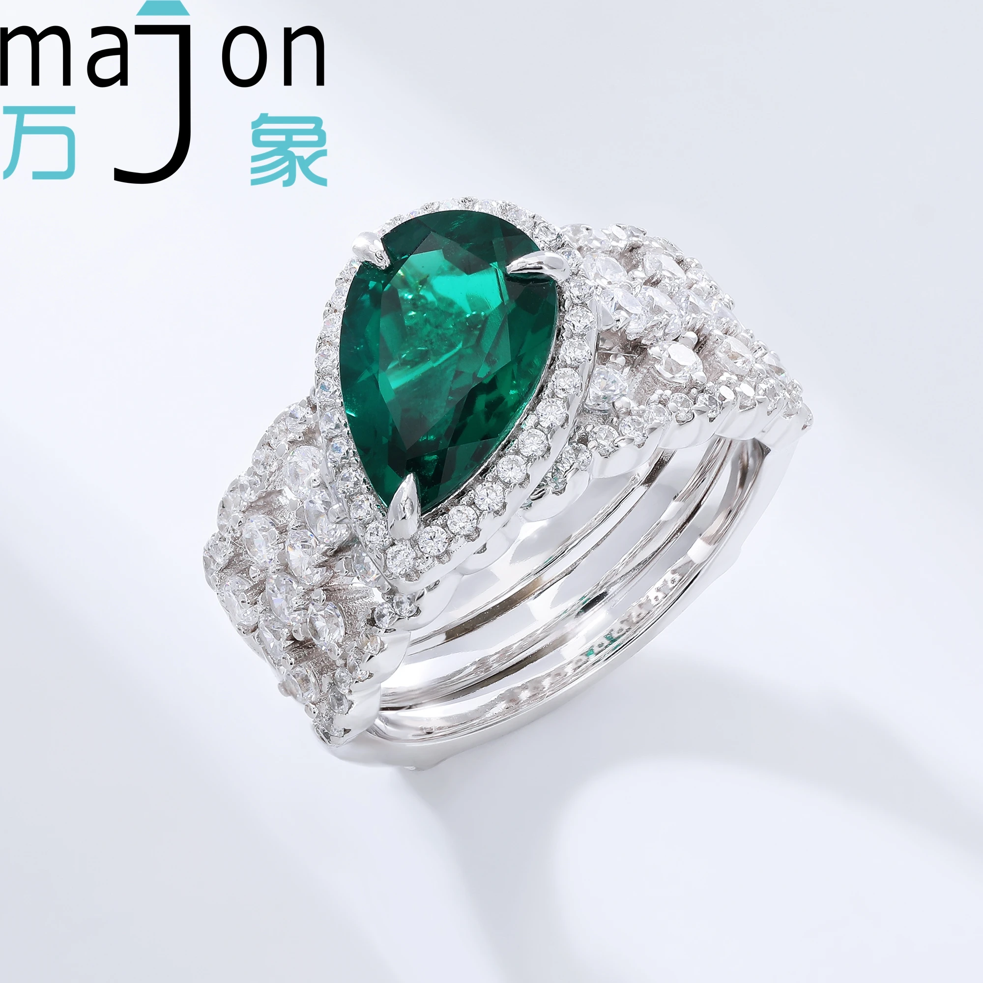 

Women's 1.88ct Pear Shape Emerald Lab Diamond Ring Certified S925 Silver 7*11mm Wedding Gift Jewelry