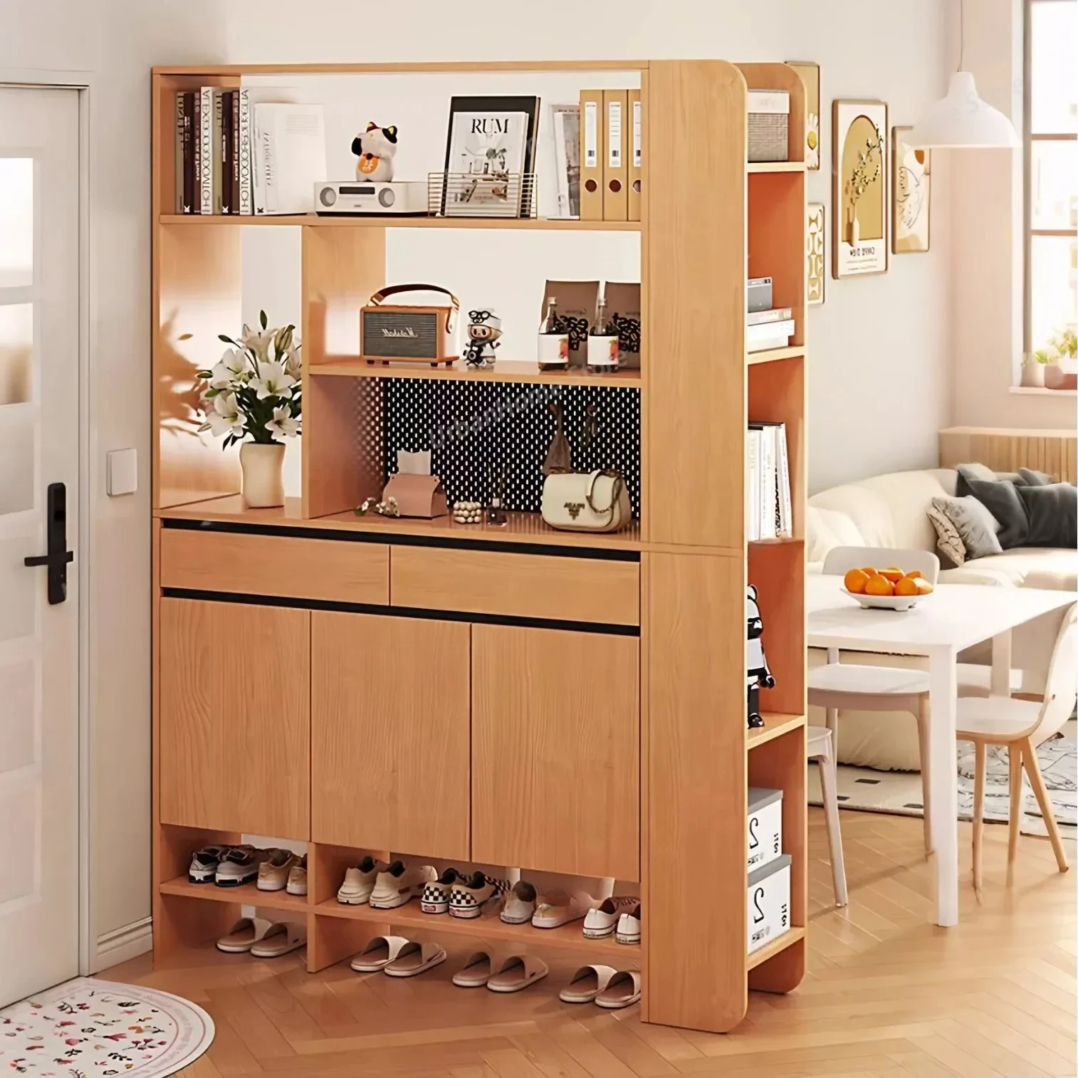 

Modern Shoes Rack Cabinet Integrated Storage Drawers Stool Entry Cabinet Household Door Large-capacity Armoire De Chaussures