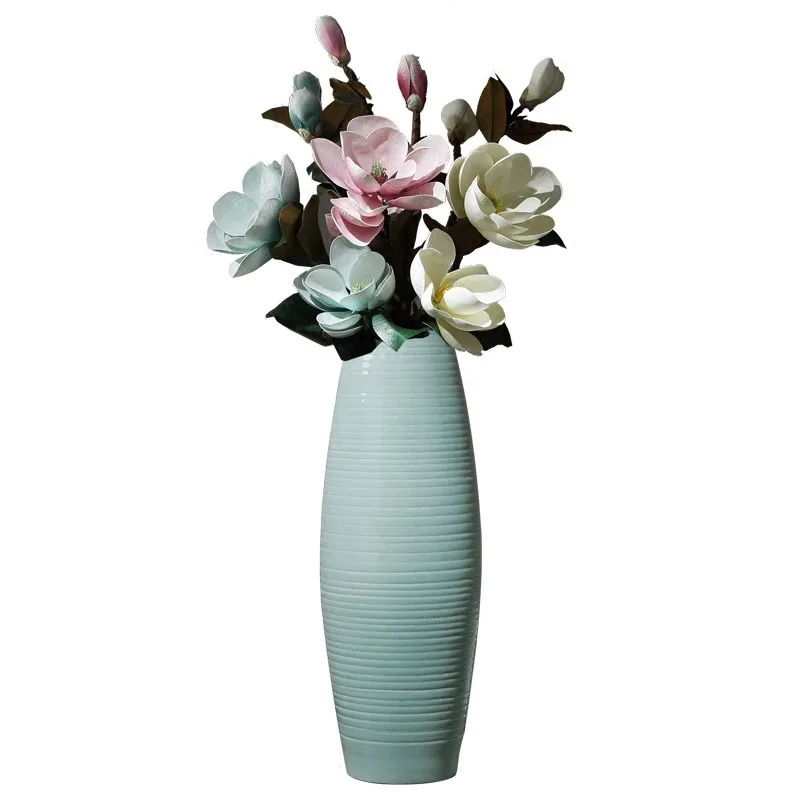 Modern European simple light luxury ceramic floor-to-ceiling high living room large dried flower vase