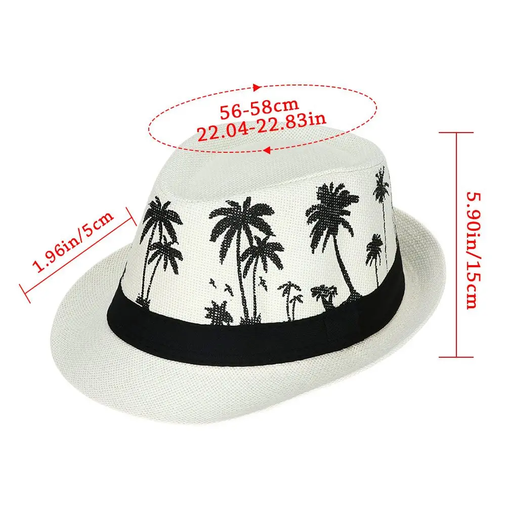 New Spring Summer Beach Cap Men Women Coconut Trees Pattern Top Hats Fedora Cap Jazz Hat Casual Fashion Sun Hat