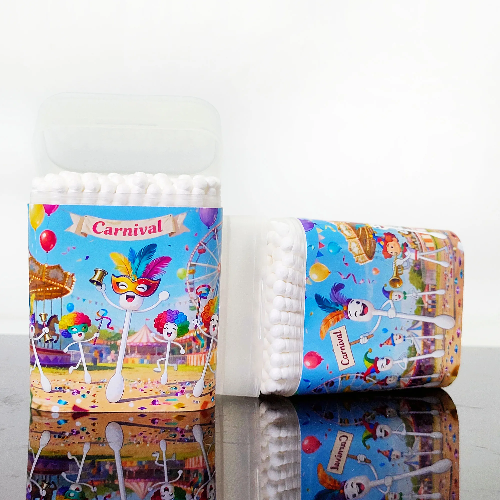 100PCS/200PCS 창의적인 카니발 테마 면봉, 축제 파티 요소 면봉, 양쪽 끝이 나선형 두꺼운 스틱.