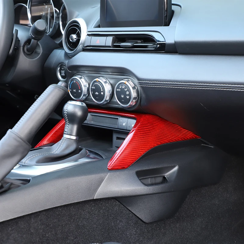 لمازدا MX-5 ND 2016-2025 فيات عباس 124 ألياف الكربون الحقيقية سيارة مركز وحدة التحكم الجبهة إطار الزخرفية ملصق اكسسوارات السيارات