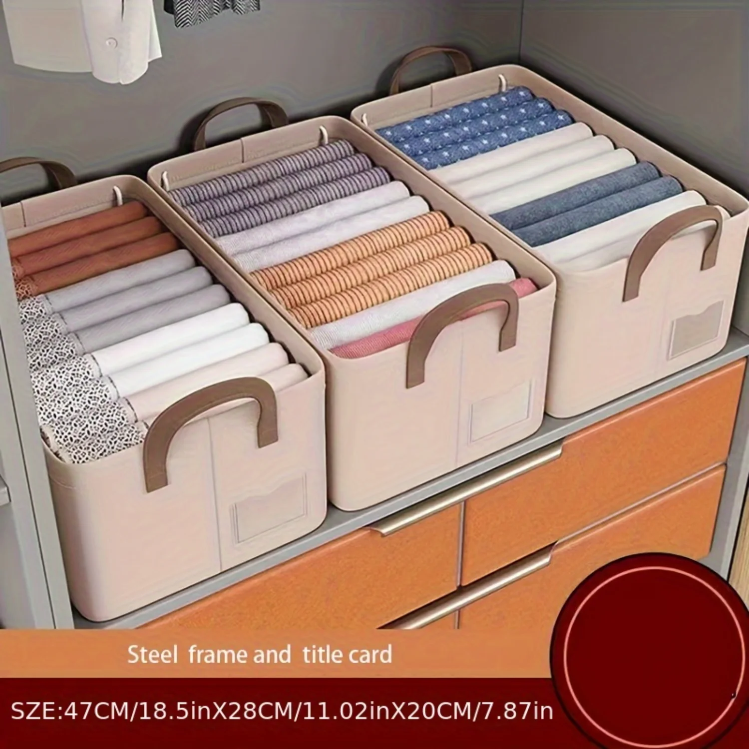 

4 Pcs Wardrobe Clothes Organizer with Thickened Base Plate, Steel Frame Drawer Handles, Folable