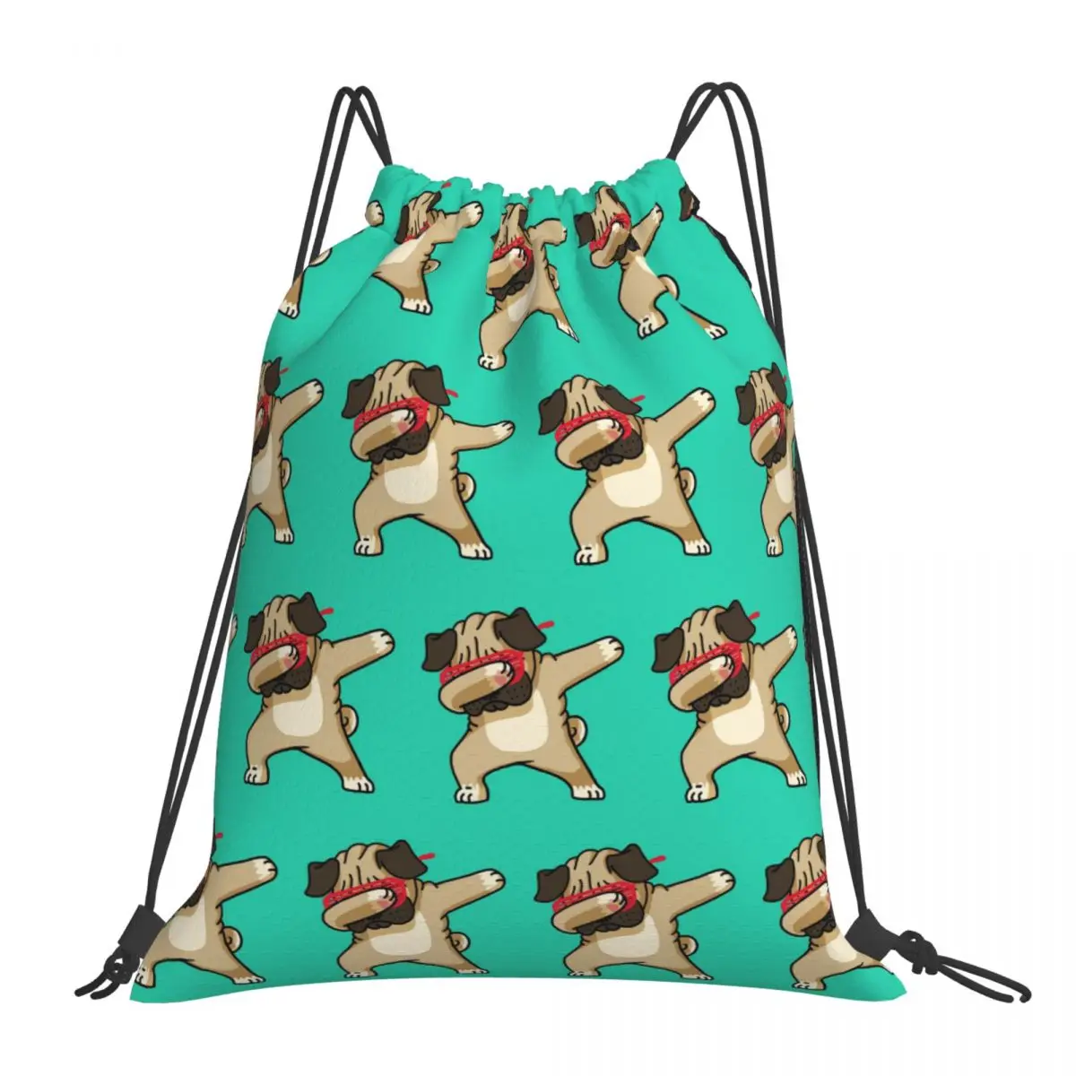 

Dabbing Pug Funny Hip Hop Tshirt Backpacks Drawstring Bags Drawstring Bundle Pocket Sports Bag Book Bags For Travel School