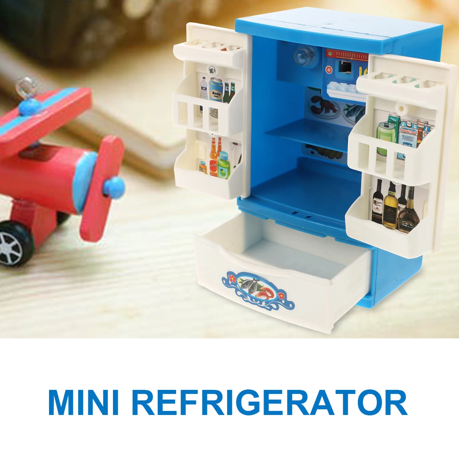 

Mini Refrigerator Toy Simulated Kitchen Plaything Children Fun Cognitive Development Smooth Surface Mini Size Plastic