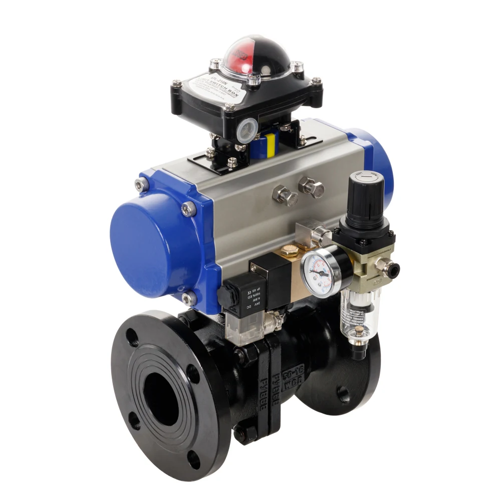 WCB ball  valve with  pneumatic actuator (90 degree movement) position monitoring switch box& air filter regulator as optional