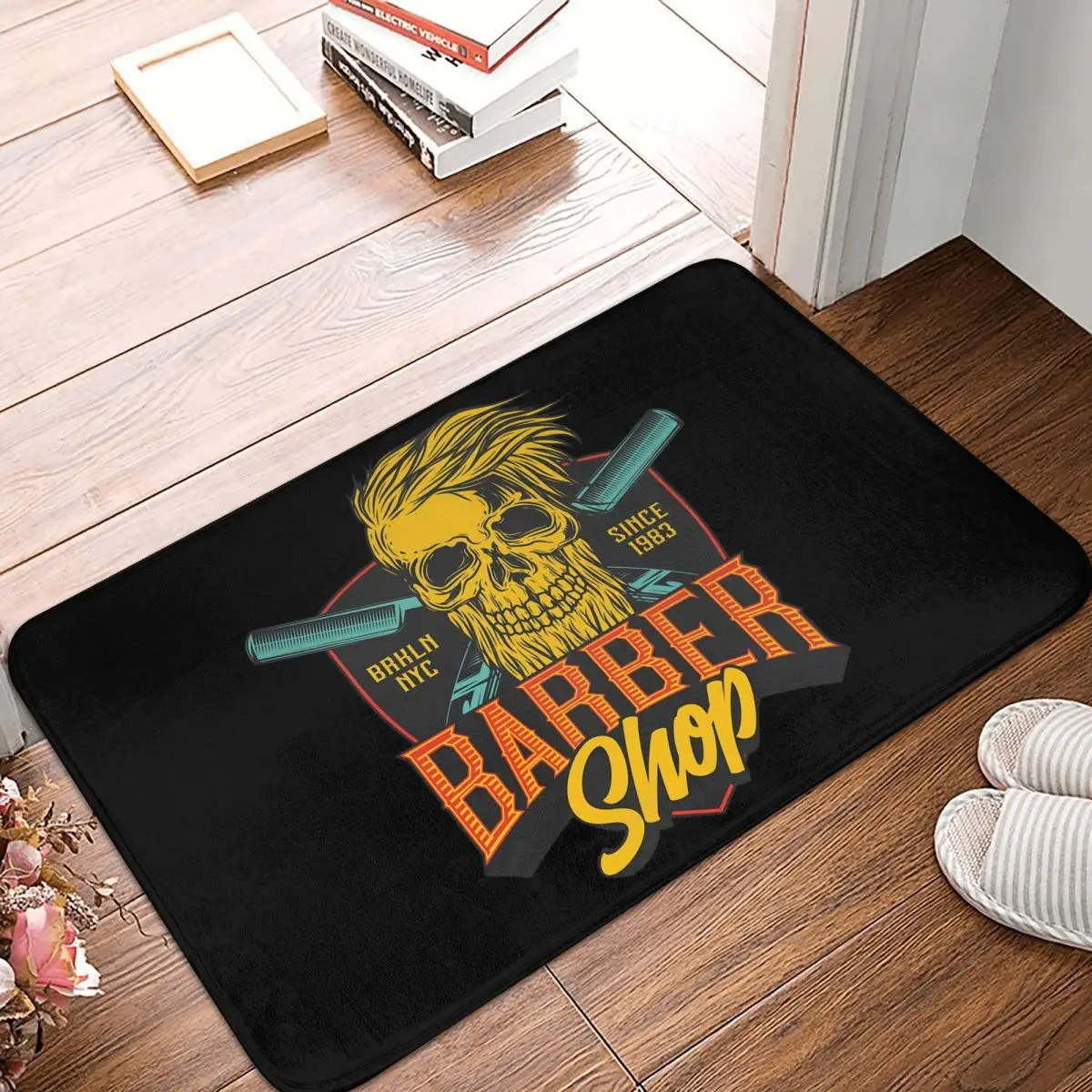 Cool And Funny Barber Design Bathroom Mat Gentlemen Barbershop Skull Doormat Living Room Carpet Balcony Rug Home Decoration