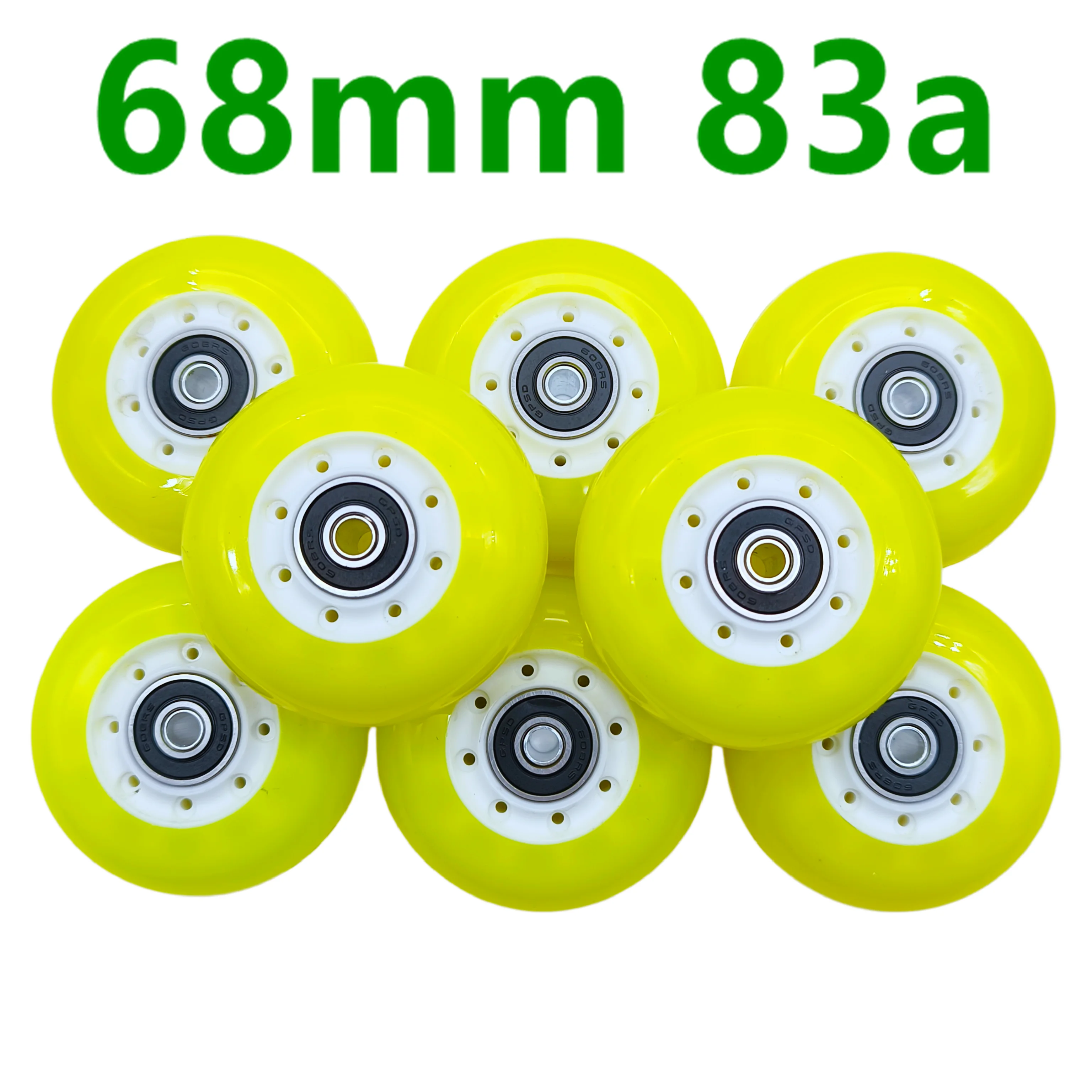Rueda de patín en línea para niños, rueda de patín de 68mm 83a con rodamientos, 8 ruedas/lote