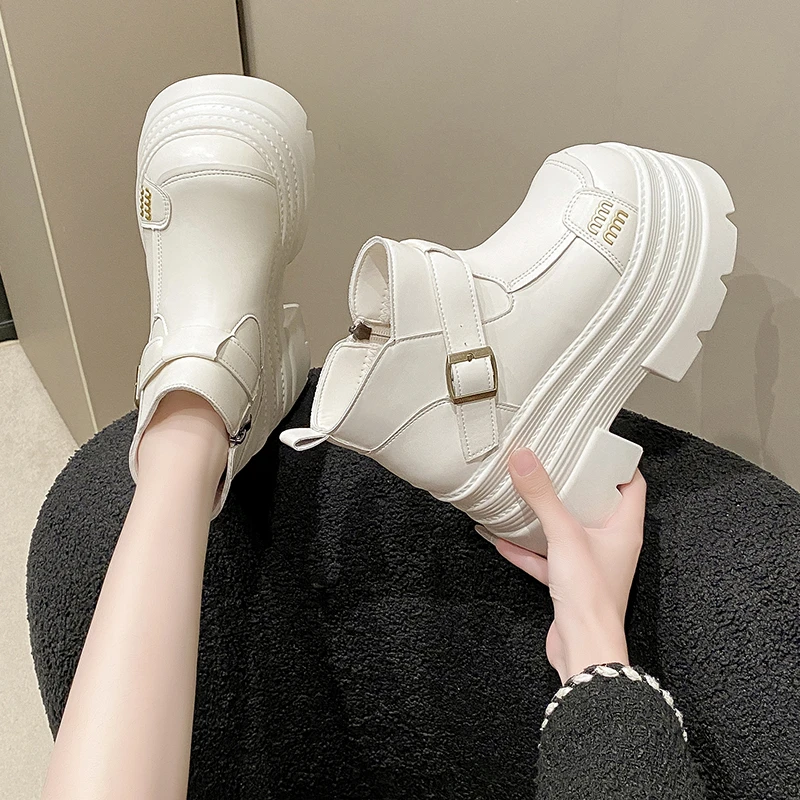 2023 New Fashion Autumn Boots Shoes Women Ankle Boots Female Wedges Boots Women Chelsea Boot 10CM Platform Shoes Winter Warm
