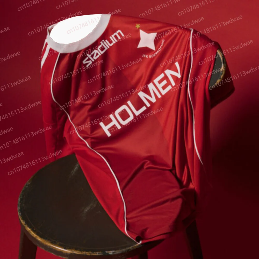 حار بيع تي شيرت للرجال الصيف السويد كرة القدم تي شيرتات قصيرة الاكمام ثلاثية الأبعاد طباعة IFK نورسبينج جيرسي كيت 25-26 المنزل جيرسي كيت