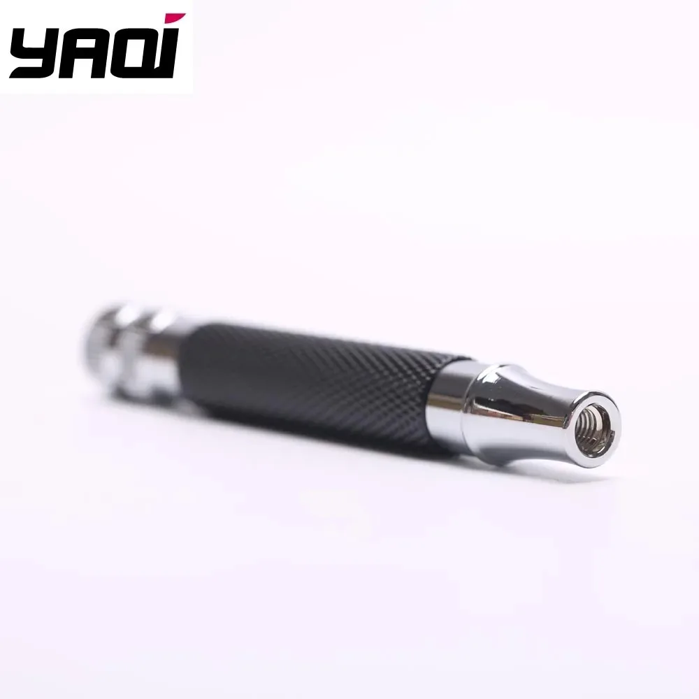 Yaqi Black and Chrome Color Brass Safety Razor Handle for Mens Yaqi Stainless Razor Men Shaving Products