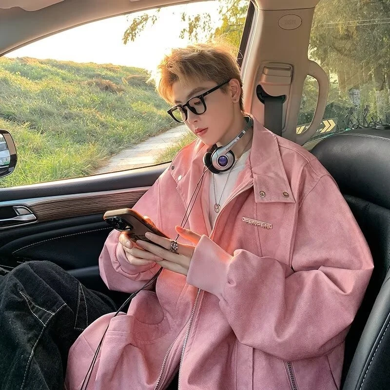 

American Style Retro Double Zipper PU Leather Jacket with Denim Detail 2025 Spring Autumn New Release​