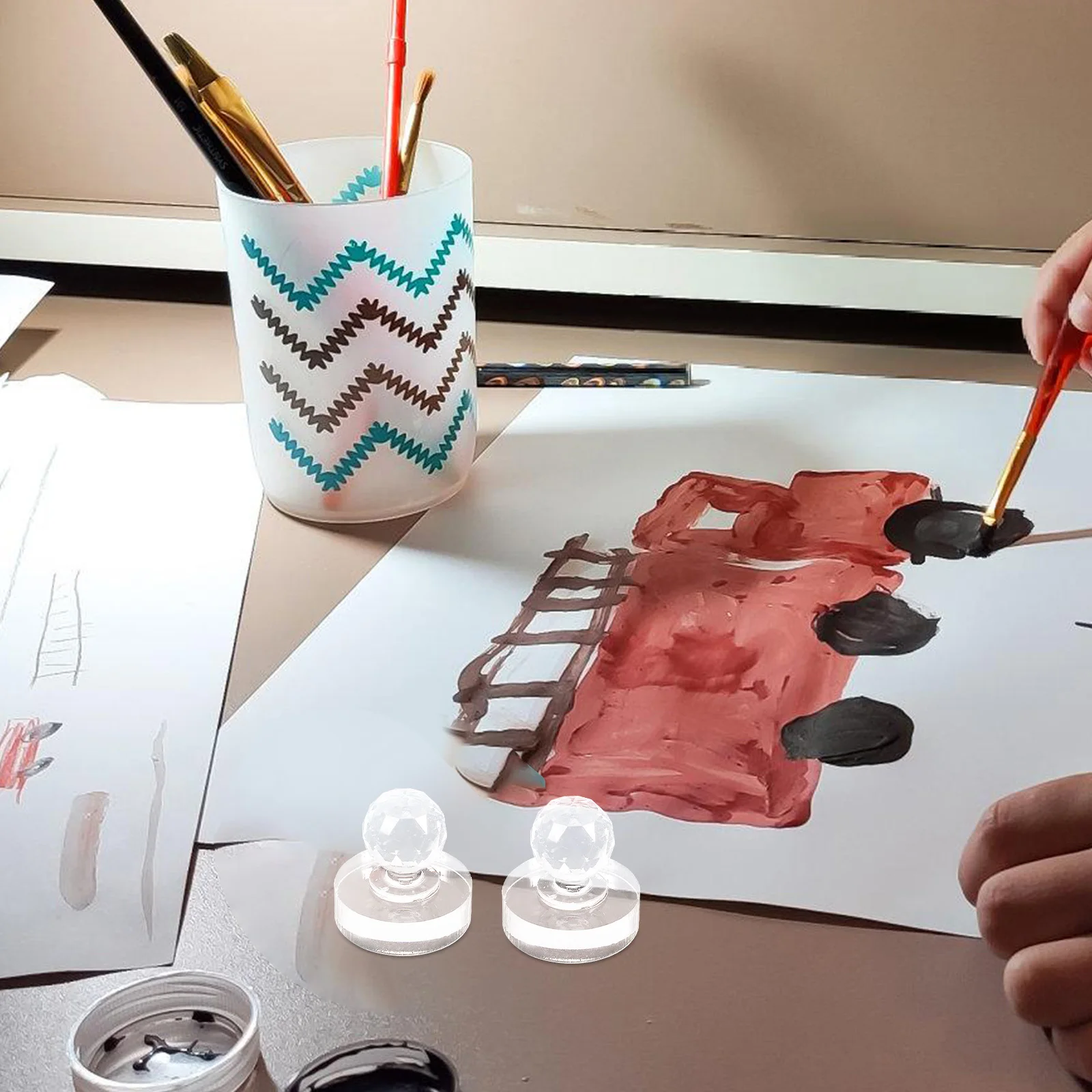 

2pcs Transparent Small Pestle For Artists Manual Grinding Tool Pigment Mixing Muller For Acrylic Watercolor Oil Painting