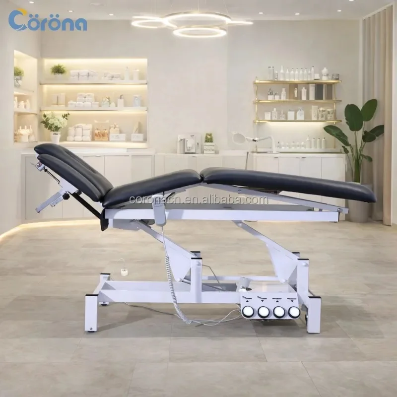 Professional 3 Section Electric Beauty Bed Spa Massage Table Fully Adjustable Facial Treatment Chair for Beauty Salon Clinic
