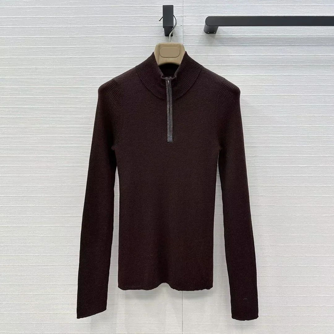

New Autumn Basic Solid Color Slim Casual Knitted Pullover Women Mock Neck Long Sleeve Wool Cashmer Blends All-matched Sweater
