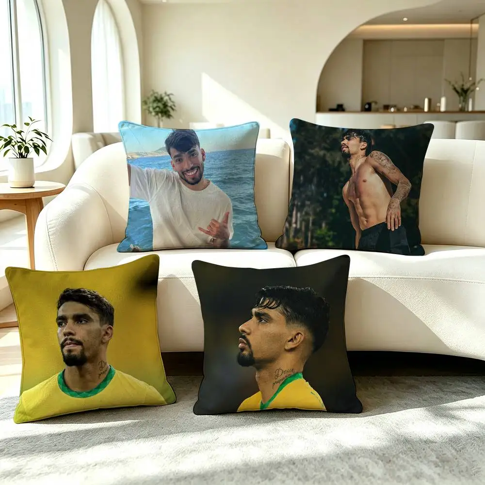 L-Lucas Paqueta Football Player Square Double-Sided printed Pillow Case Bedroom Bedside Pillow Sofa Cushion Cover