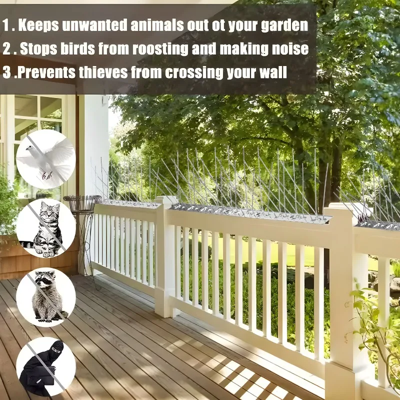 شرفة مكافحة الطيور حمامة سبايك الفولاذ المقاوم للصدأ مكافحة الطيور شوكة مسمار مجموعة في الهواء الطلق الطيور مبيد الحشرات رادع مكافحة السنجاب طارد #3