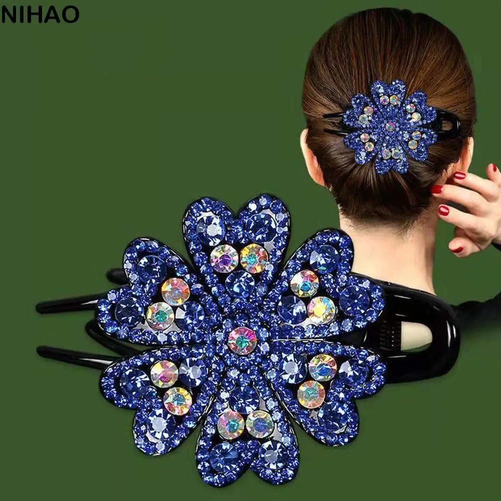 

Mom Ponytail Holder Large Size Hairpins For Girls Crystal Hairpins Women Barrettes Flower Hair Clips Rhinestone Duckbill Clips