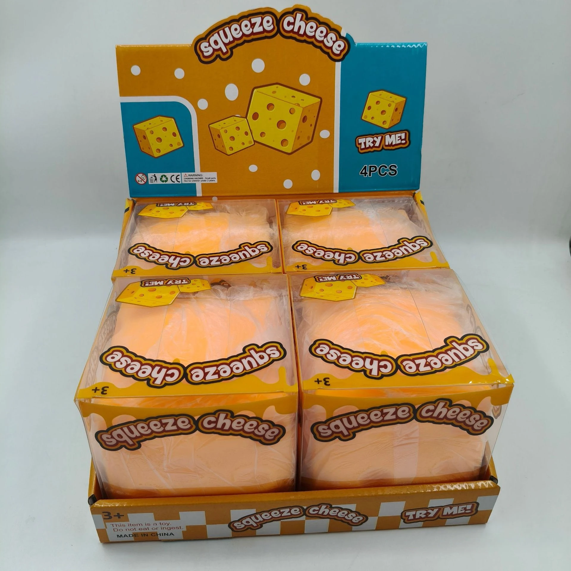 4PCS Boxed Fast Rising Squishy 11CM Large Square Cheese Creative Realistic Stress Relief Fidget Squeeze Decompression Toy