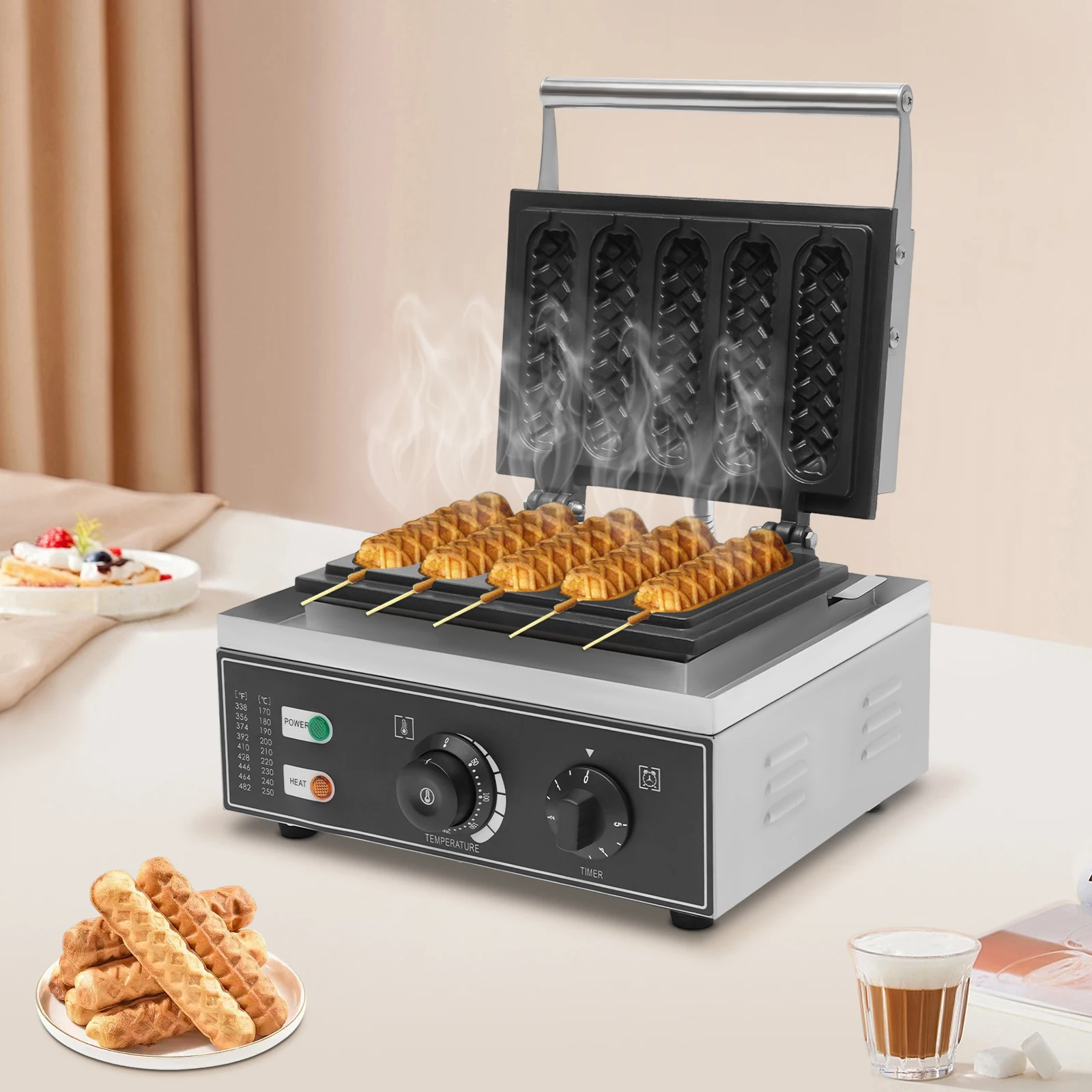 1550W Corn Dog Maker Non-stick Waffle Stick Maker Home Sausage Hot Dog Machine Breakfast Machine