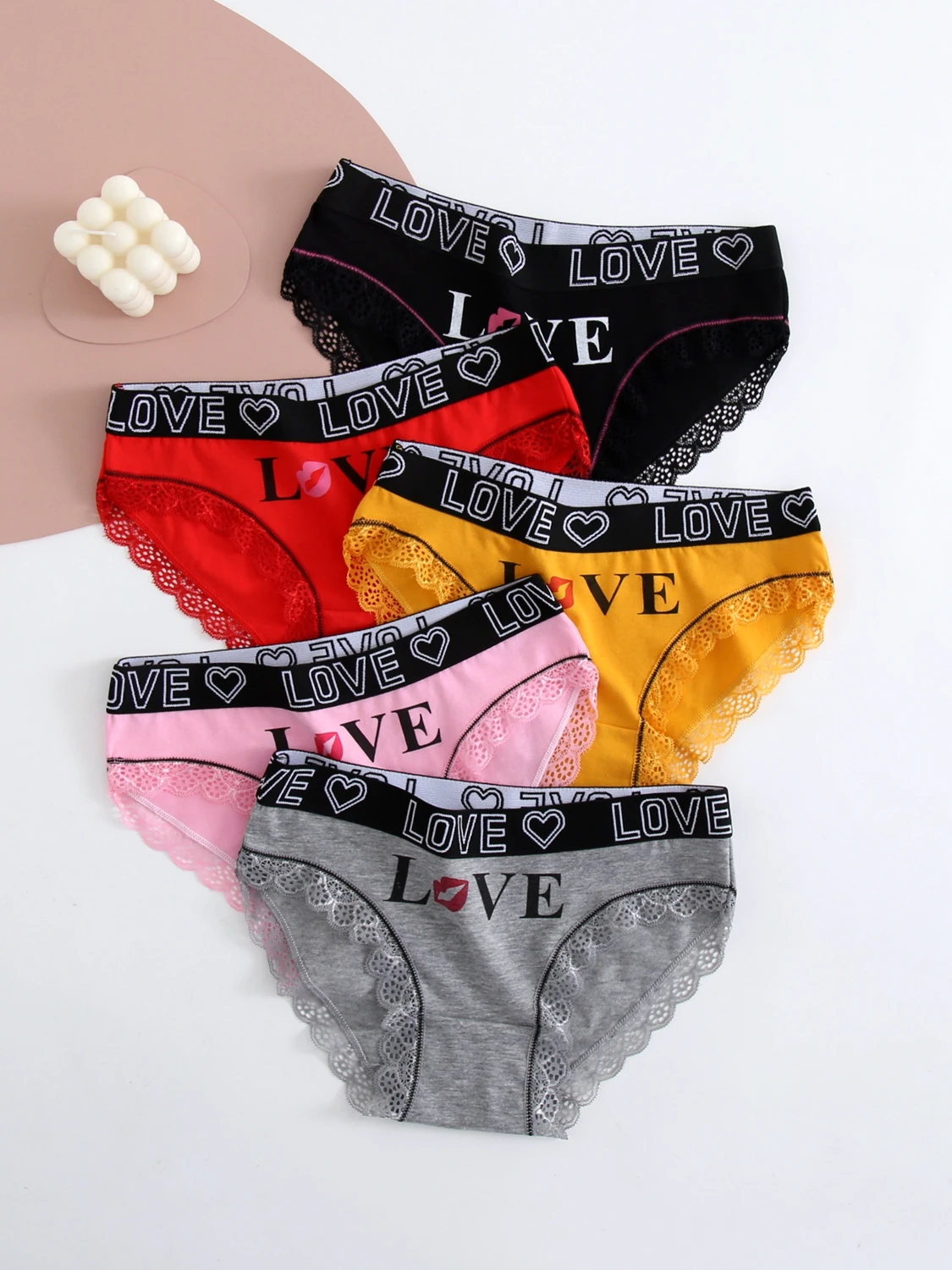 5pcs women cotton Panties Fashion Letter Printed Belt Ladies underwear Breathable Intimates Lingeries