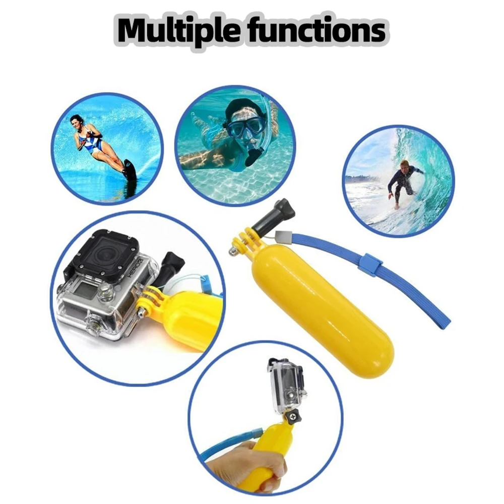 For GoPro Floating Hand Grip Yellow Floatation Rod Monopod Handle For GoPro Hero 13 12 11 10 9 8 7 Insta360 X4 X3 DJI Action 4 3