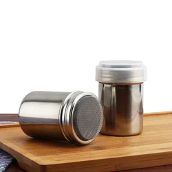 2pcs Stainless Steel Dredge Salt Sugar Pepper Shaker Bottle Dispenser Salt Bottle Pepper Coffee Cocoa Cinnamon Powder Can for