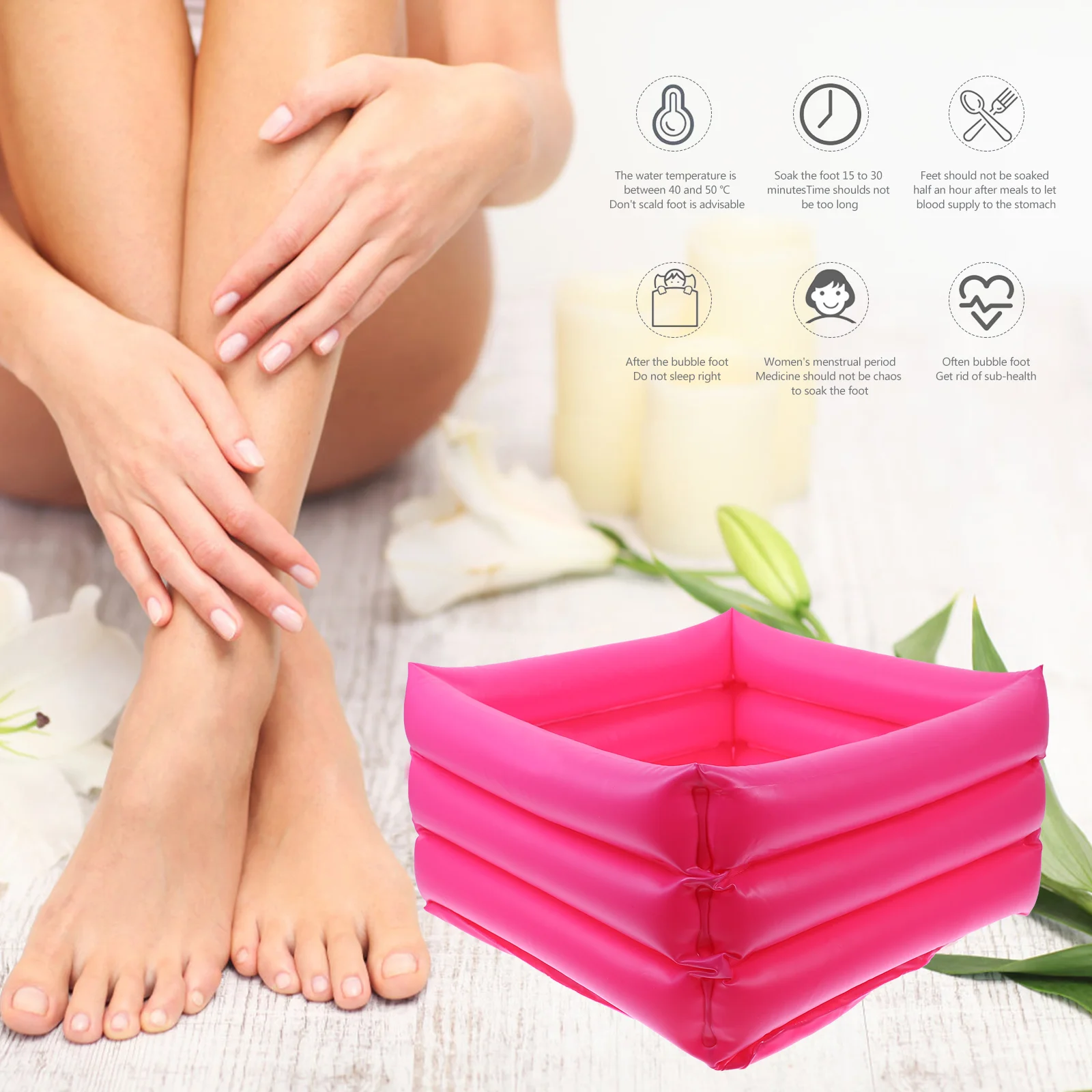 

Foot Cleaning Container Inflatable Sink PVC Basin Bath Soak Tub Portable Body Washing Bidet