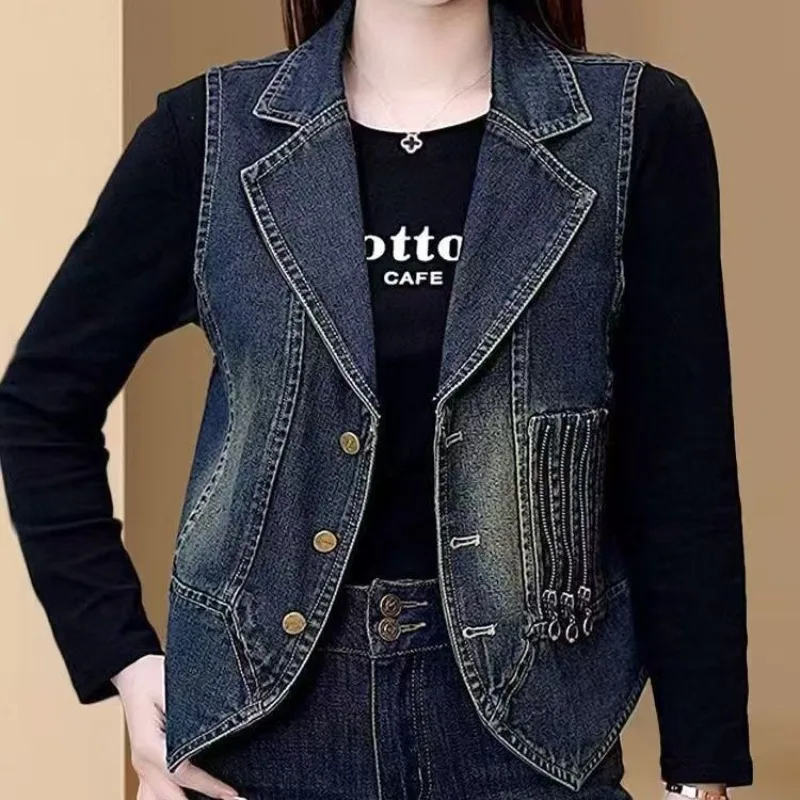 

Spring and Autumn Simple and Fashionable Cowboy Horse Clip Women's New 70% Cotton Versatile Slim Trendy Top Women's Clothing