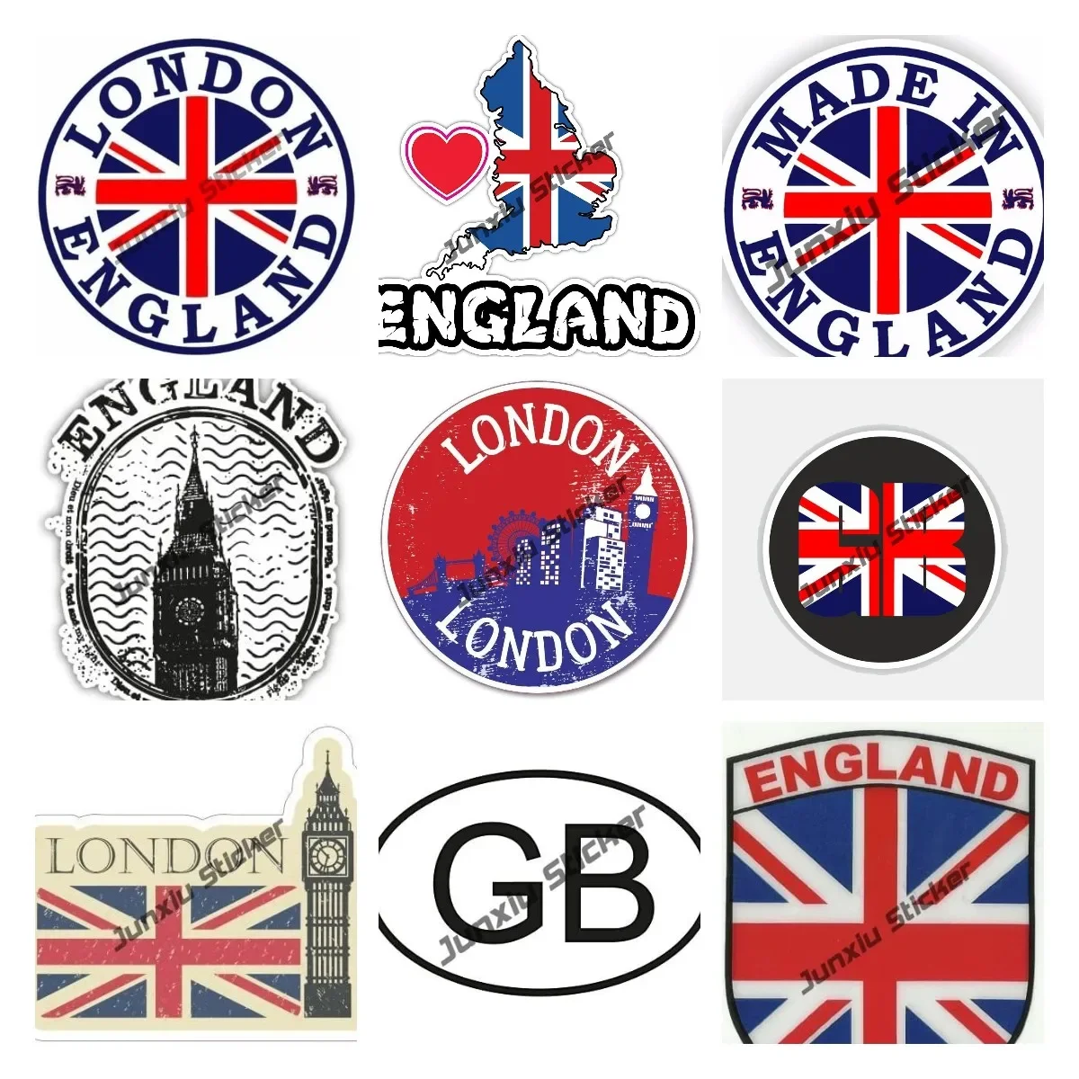 London England Bumper Sticker High Quality Sticker Great Britain GBR United Kingdom UK Union Wavy Waving Flag Reflective Decal