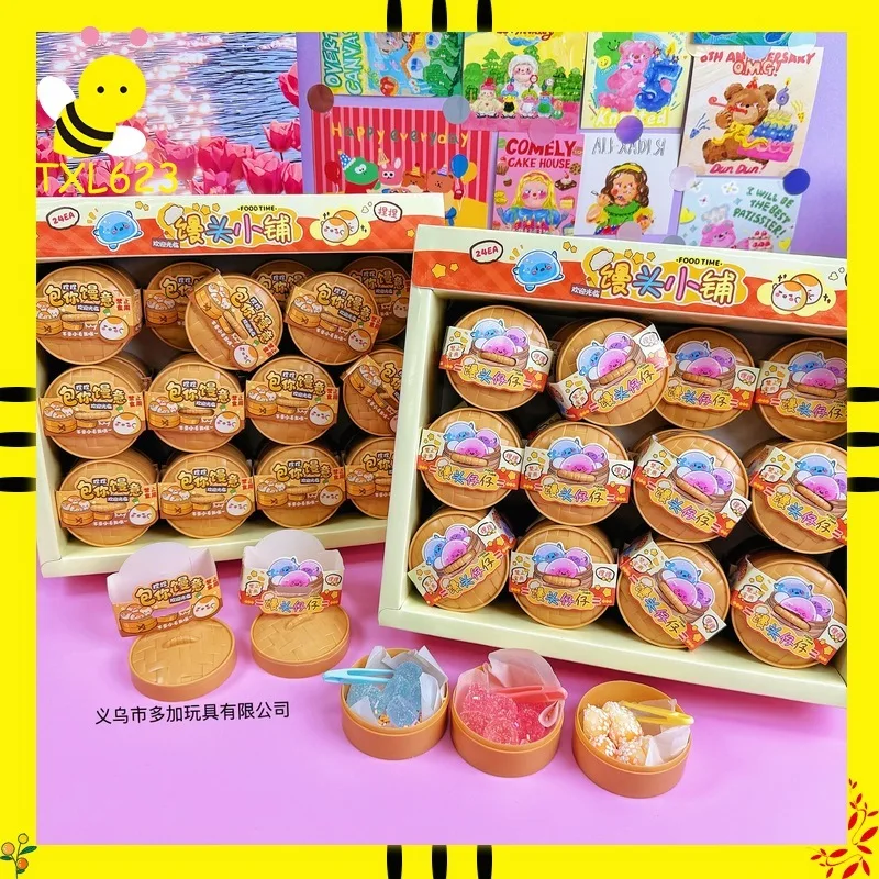 NOT FOOD! 24pcs/Full Case Cute Mini Steamed Food Squishy Toy  Soft TPR Slow Rising Decompression Stress Relief