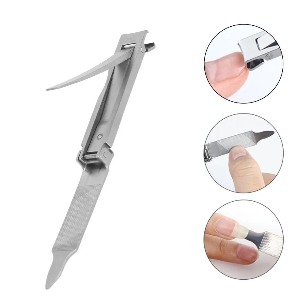 Stainless Steel Folding Nail Clipper Wide Jaw Cutter Built-in Nail File Ultra Thin Nail Clipper Curved Trimmer