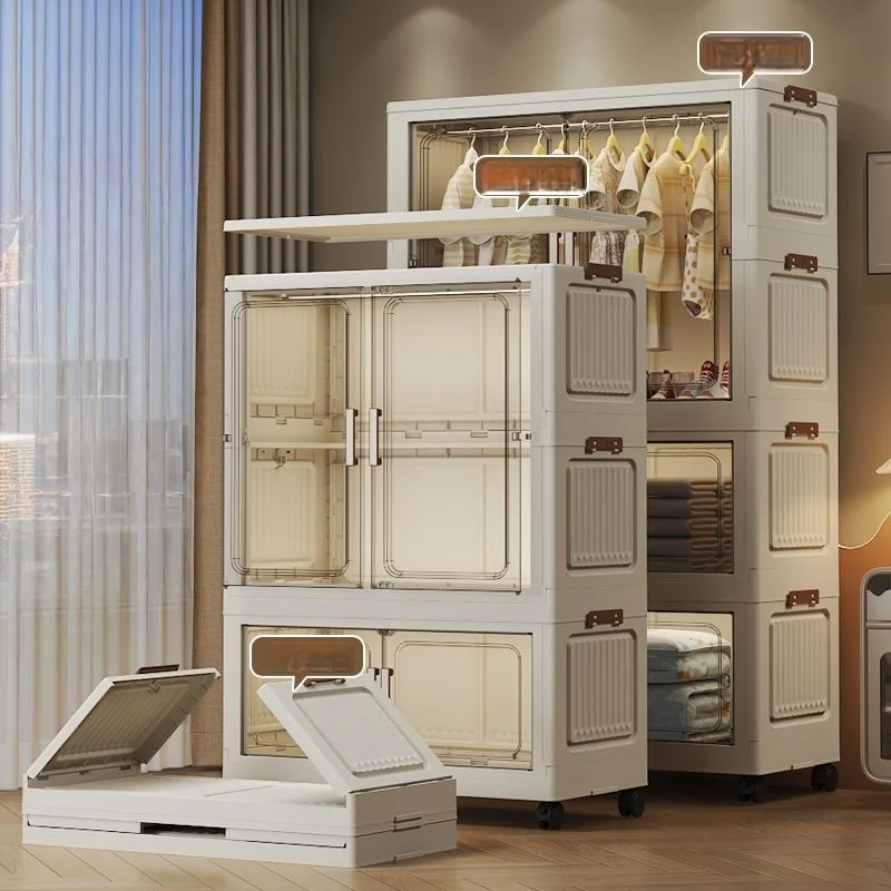 70cm/80cm Transparent Foldable Wardrobe, Portable Large-Capacity Storage Cabinet, Space-Saving Bedroom/Living Room Organizer 3
